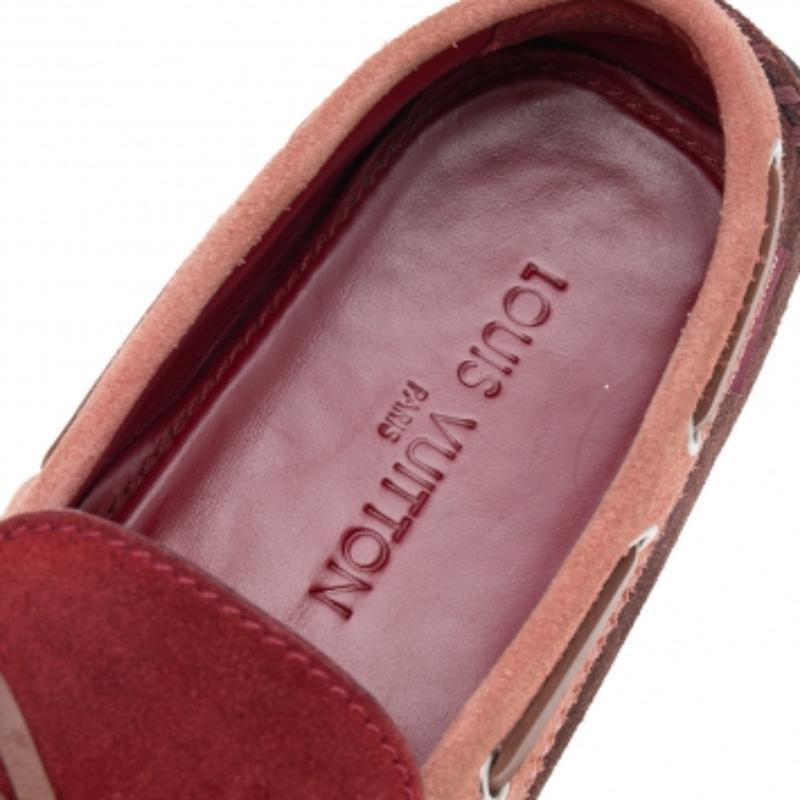 Men's Louis Vuitton Red/Brown Suede And Leather Bow Loafers Size 44