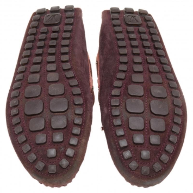 Louis Vuitton Red/Brown Suede And Leather Bow Loafers Size 44 2