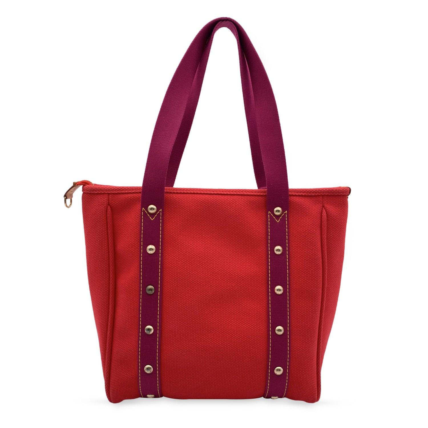 Louis Vuitton Red Cabas MM Antigua Tote Bag Handbag M40034 In Excellent Condition In Rome, Rome