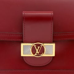 Louis Vuitton Red Calfskin Dauphine Shoulder Bag with Gold Hardware