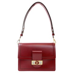 Louis Vuitton Red Calfskin Dauphine Shoulder Bag with Gold Hardware