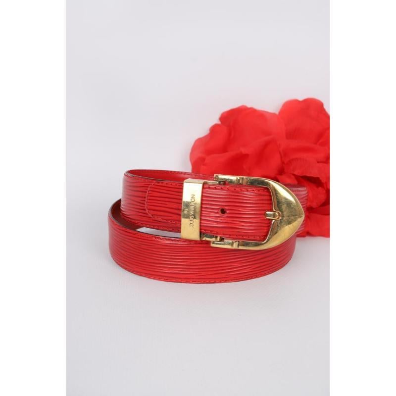 Louis Vuitton Red Cob Leather Belt For Sale 6