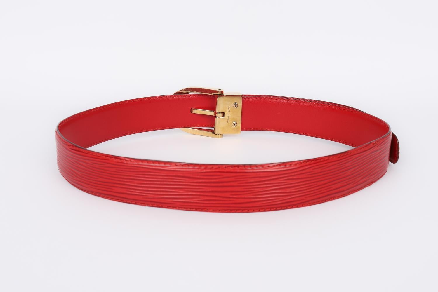 Louis Vuitton Red Cob Leather Belt For Sale 1
