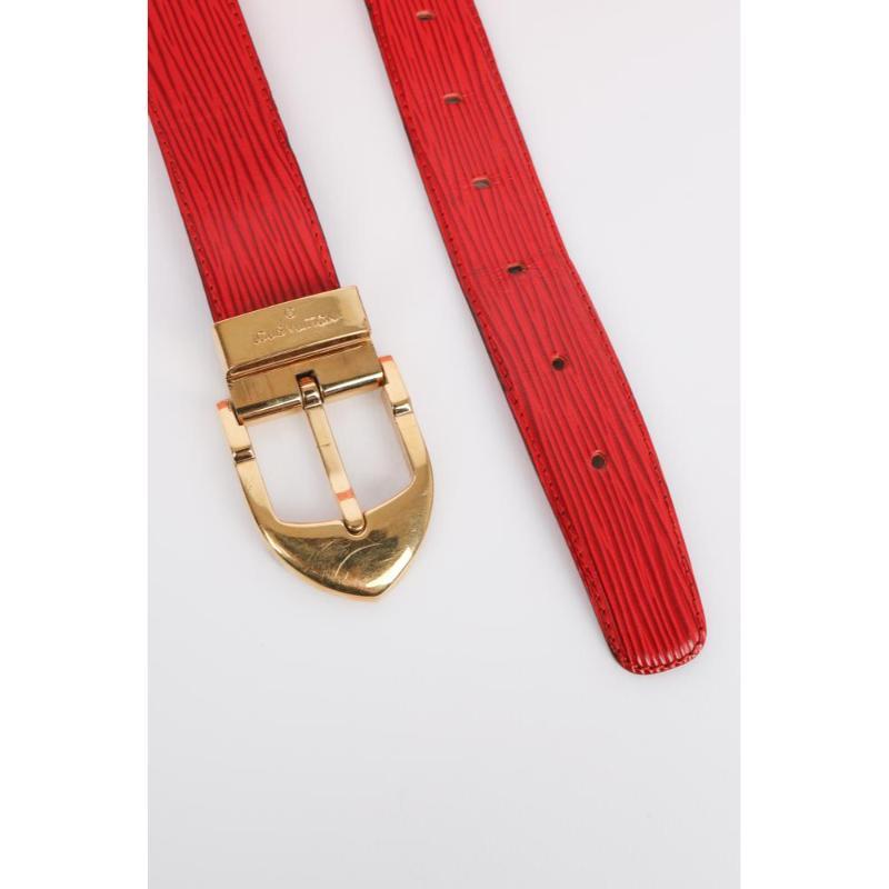 Louis Vuitton Red Cob Leather Belt For Sale 2