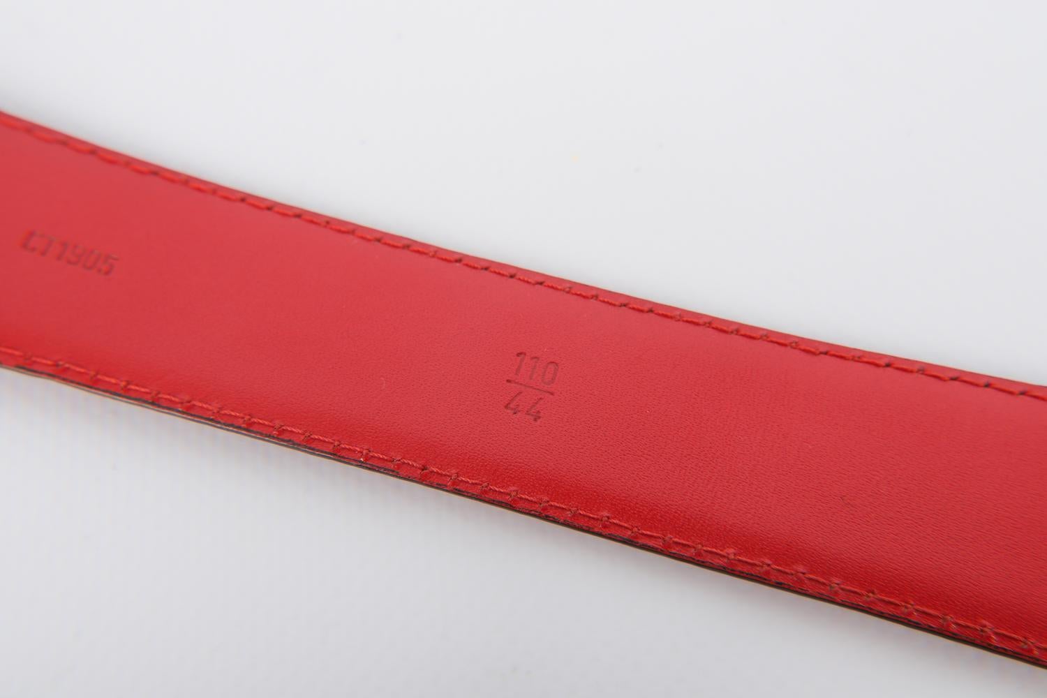 Louis Vuitton Red Cob Leather Belt For Sale 3