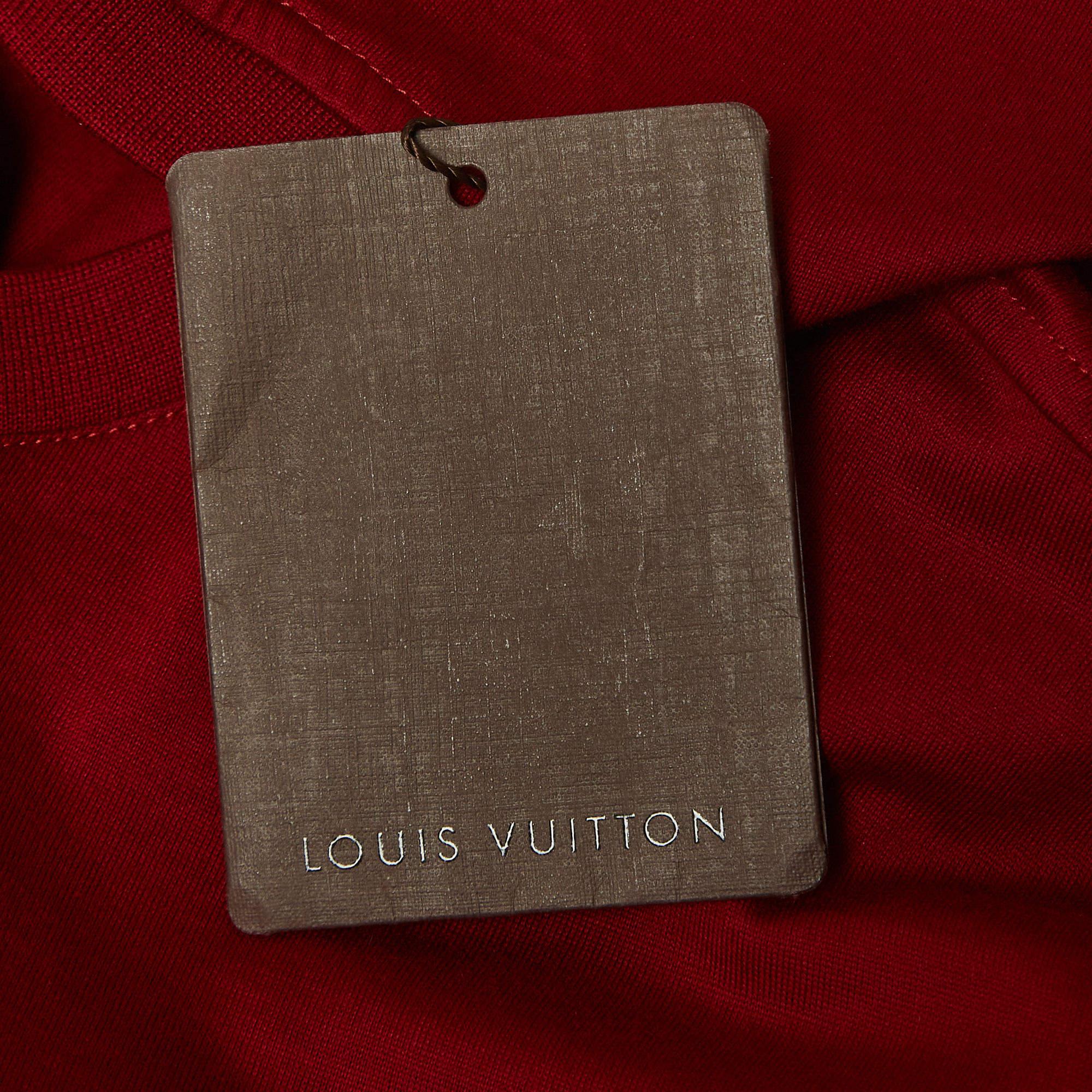 Louis Vuitton Red Cotton Logo Embroidered Crew Neck T-Shirt L In New Condition In Dubai, Al Qouz 2