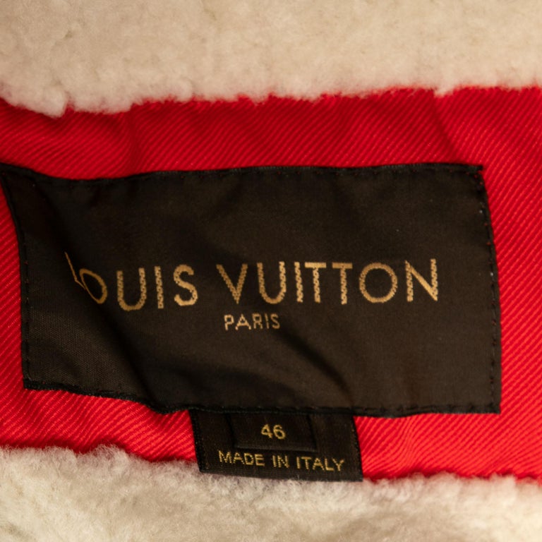 Louis Vuitton Red Cotton & Shearling Lined Zip Front Bomber Jacket S Louis  Vuitton