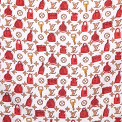 Louis Vuitton Red Crazy In Lock Print Square Silk Scarf
