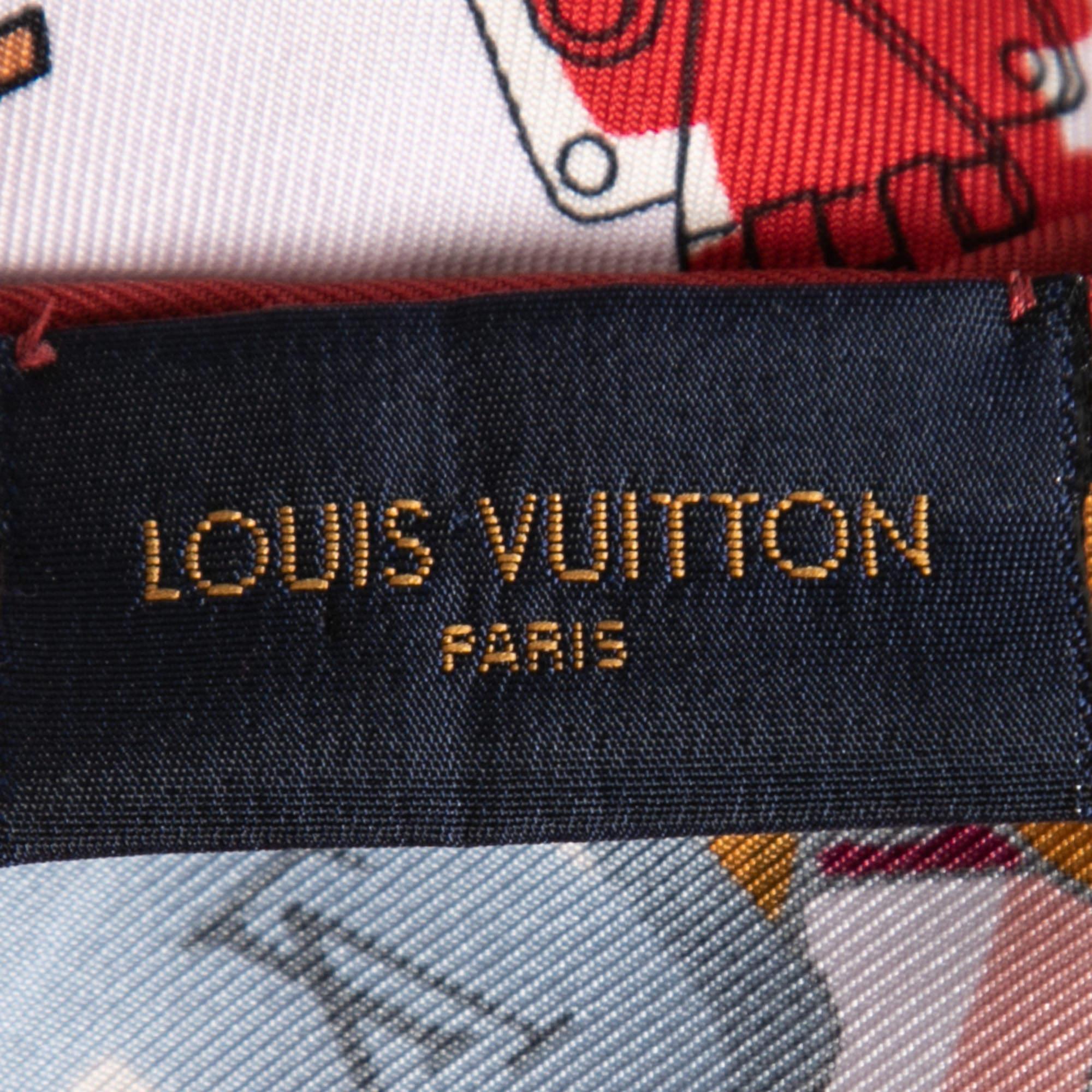 Women's Louis Vuitton Red Crazy In Lock Print Square Silk Scarf