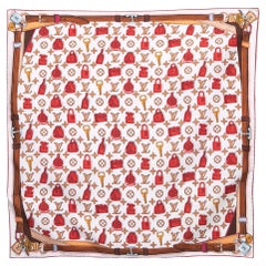 Louis Vuitton Voyage brown white orange scarf - foulard at 1stDibs