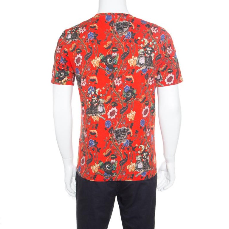 Louis Vuitton Red Demonic Owl Printed Cotton T-Shirt M For Sale at 1stdibs