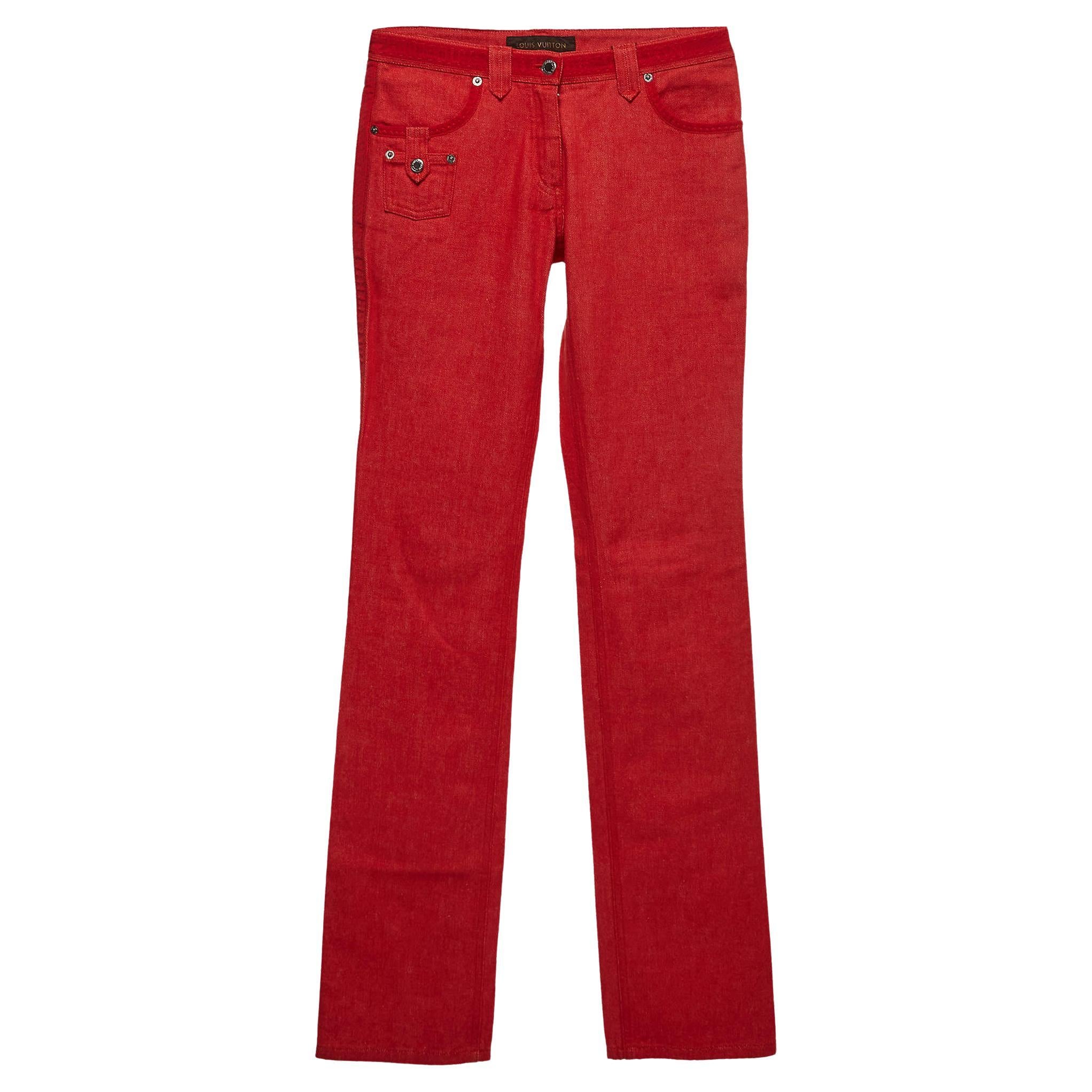 Louis Vuitton Red Denim Jeans S Waist 30"