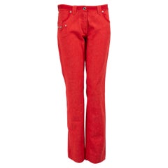 Louis Vuitton Red Denim Straight Leg Jeans Size L
