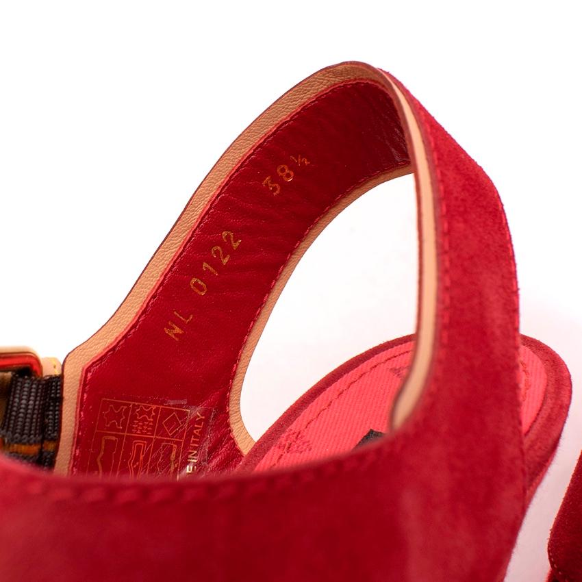 Louis Vuitton Red Denim & Suede Crossover Wedge Sandals 1