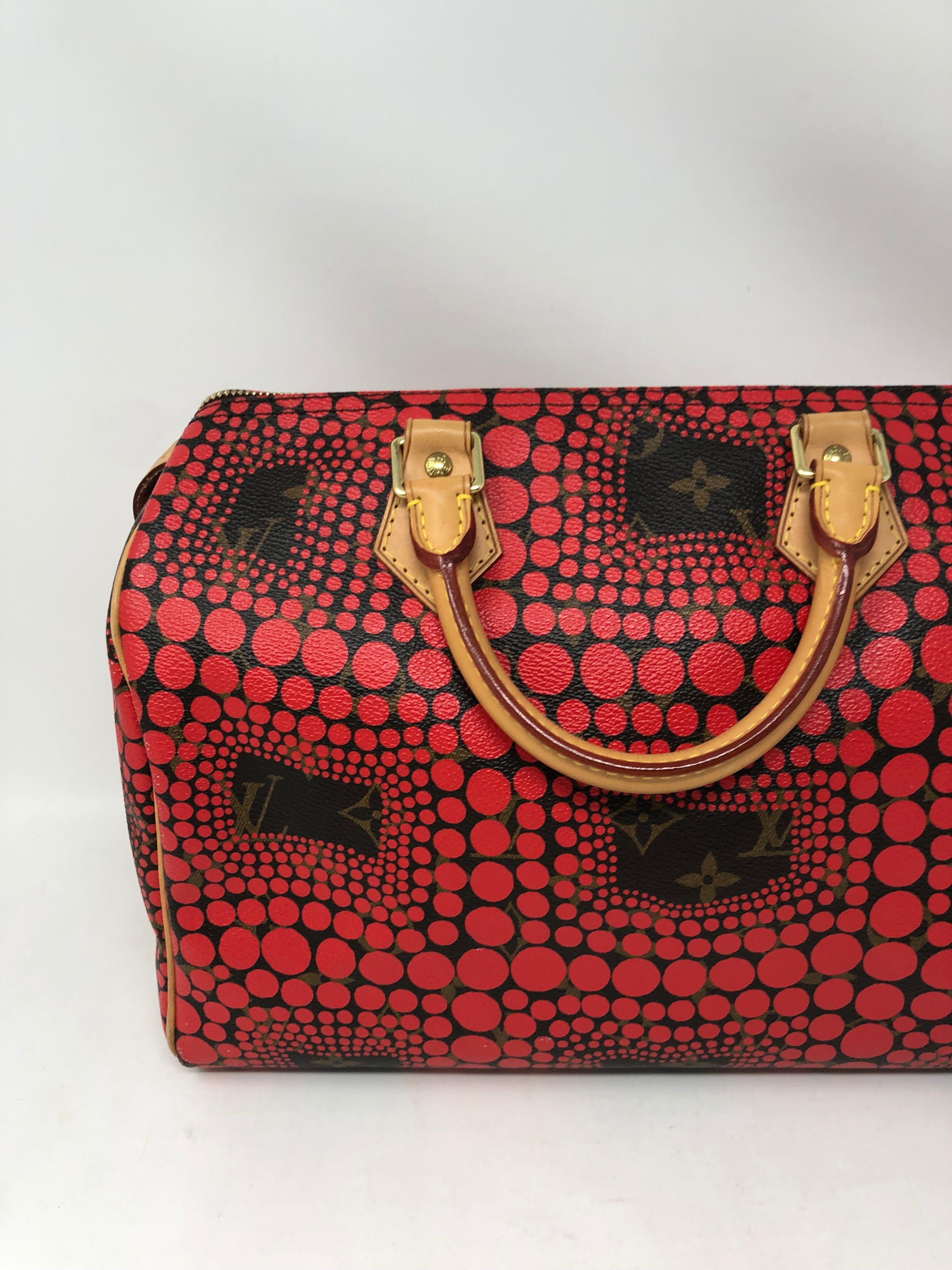 Louis Vuitton Red Dots Speedy 30 by Yayoi Kusama. Great condition. Clean interior. Medium size 30 speedy. Beautiful design by Kusama. Highly collectible. Rare and iconic. Guaranteed authentic. 