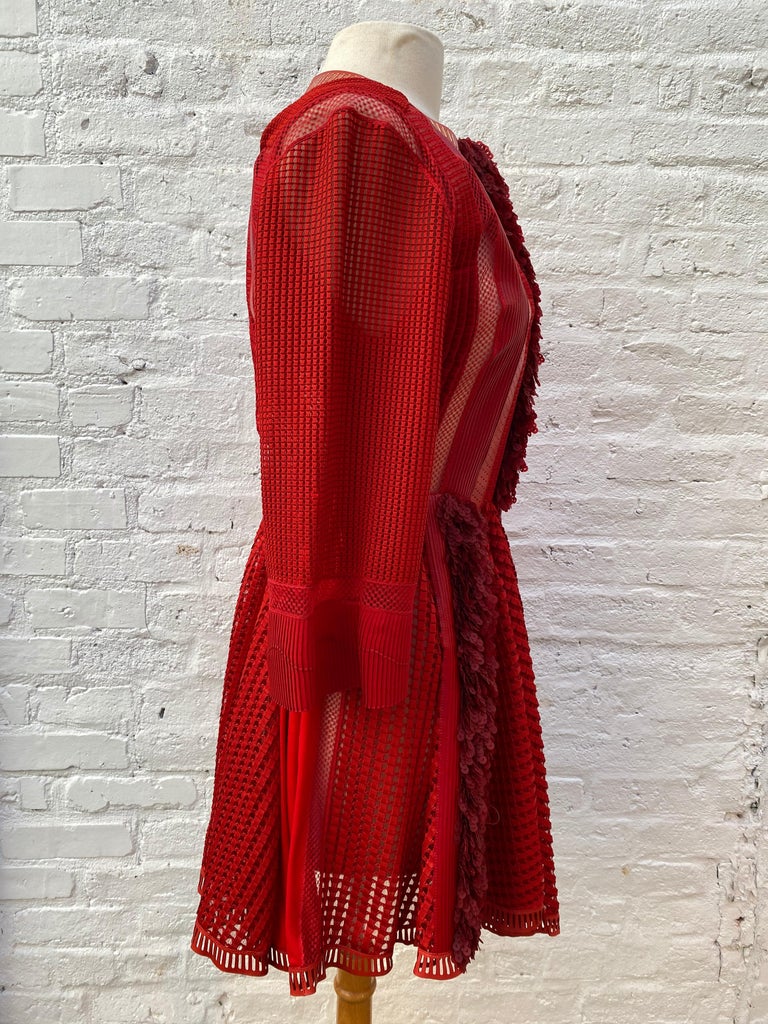 Louis Vuitton Tricolor Skater Dress Red. Size 38