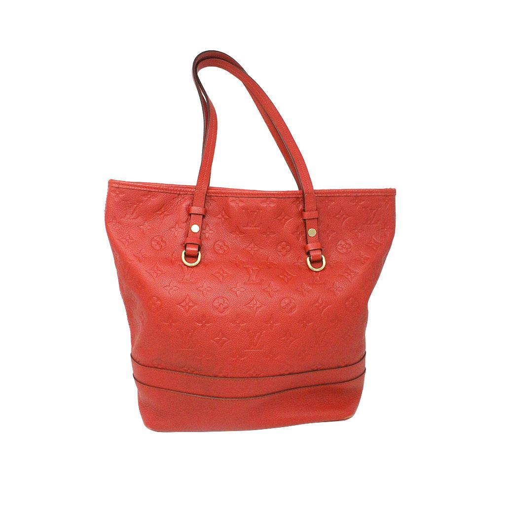 Brand: Louis Vuitton
Style: Tote Bag
Handles: Red Leather Shoulder Straps, Drop: 9