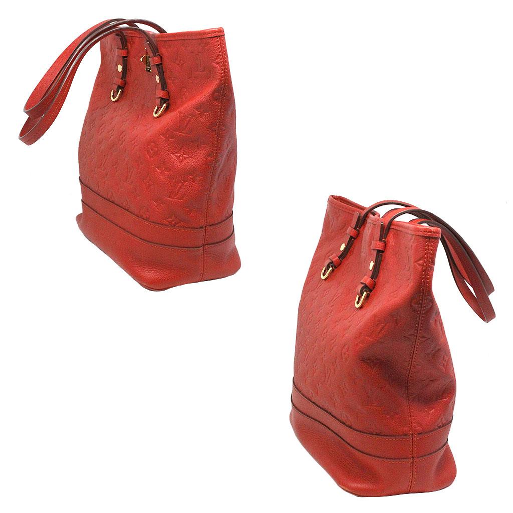 Louis Vuitton Red Empreinte Citadine PM Tote Bag w/ Attached Pochette In Good Condition In Boca Raton, FL