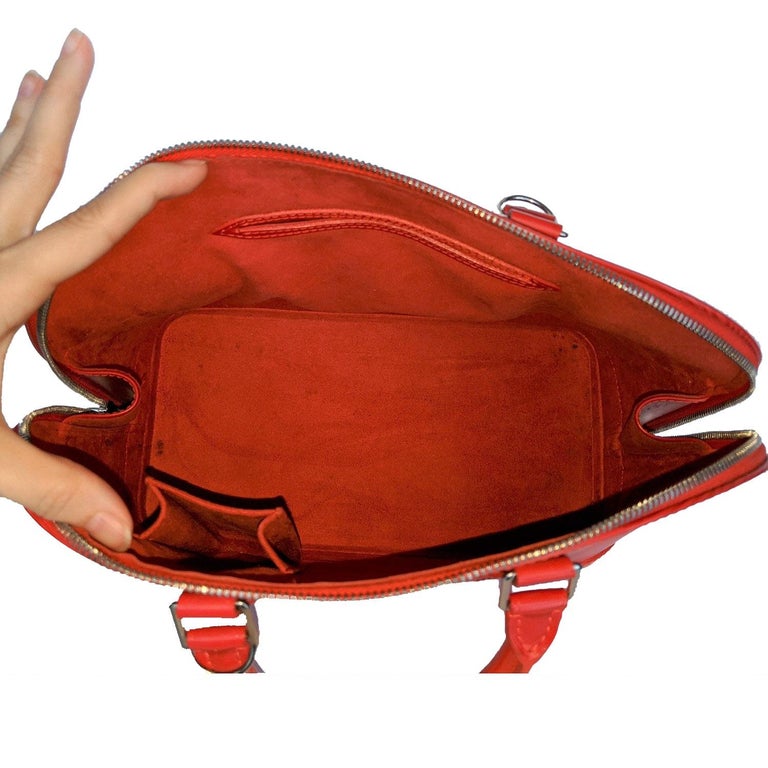 Louis Vuitton Red EPI Alma PM Handbag Satchel For Sale at 1stDibs
