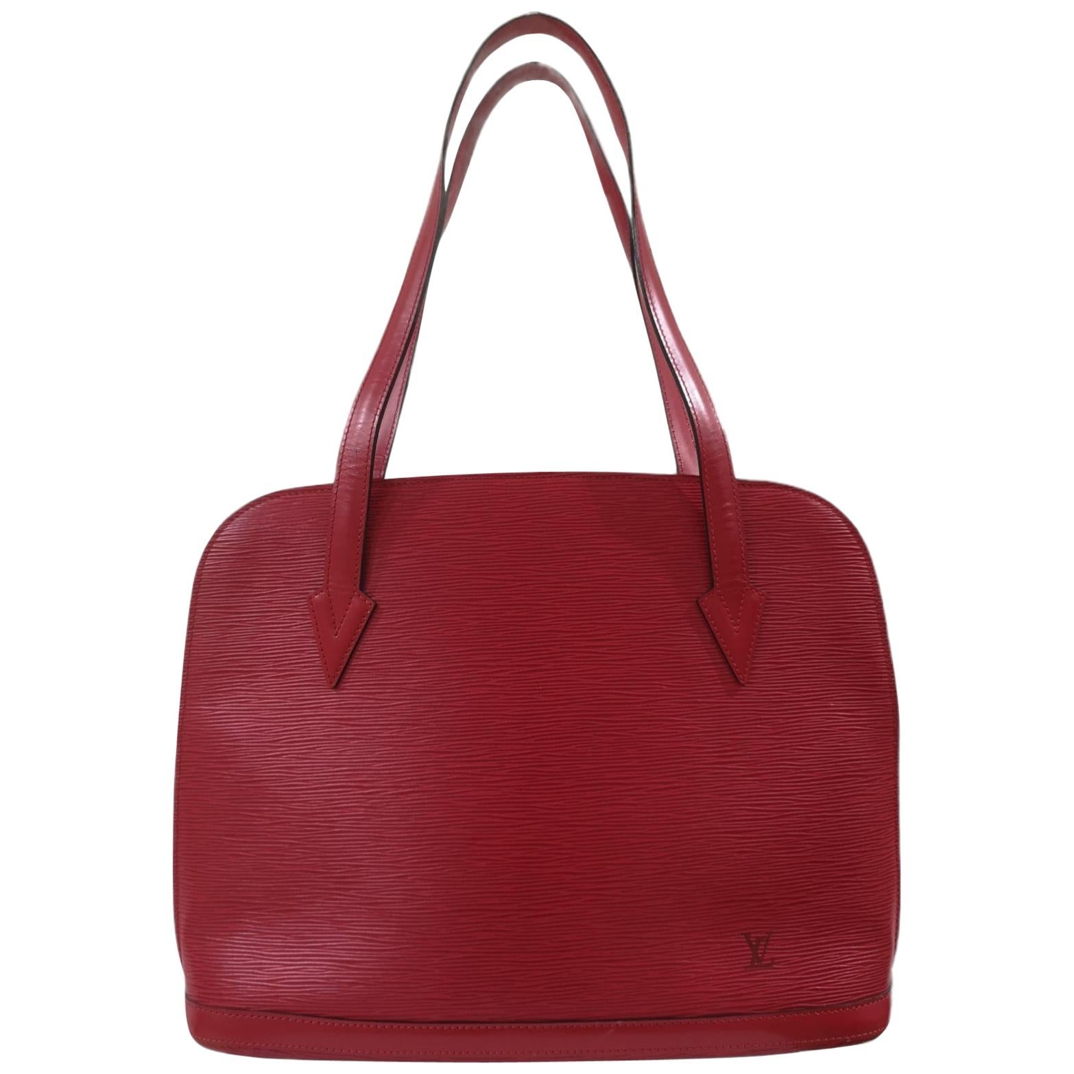 Louis Vuitton red epi alma shoulder shopper bag