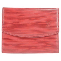 Louis Vuitton Red Epi Card Case Snap Pouch 1lk1210 Wallet