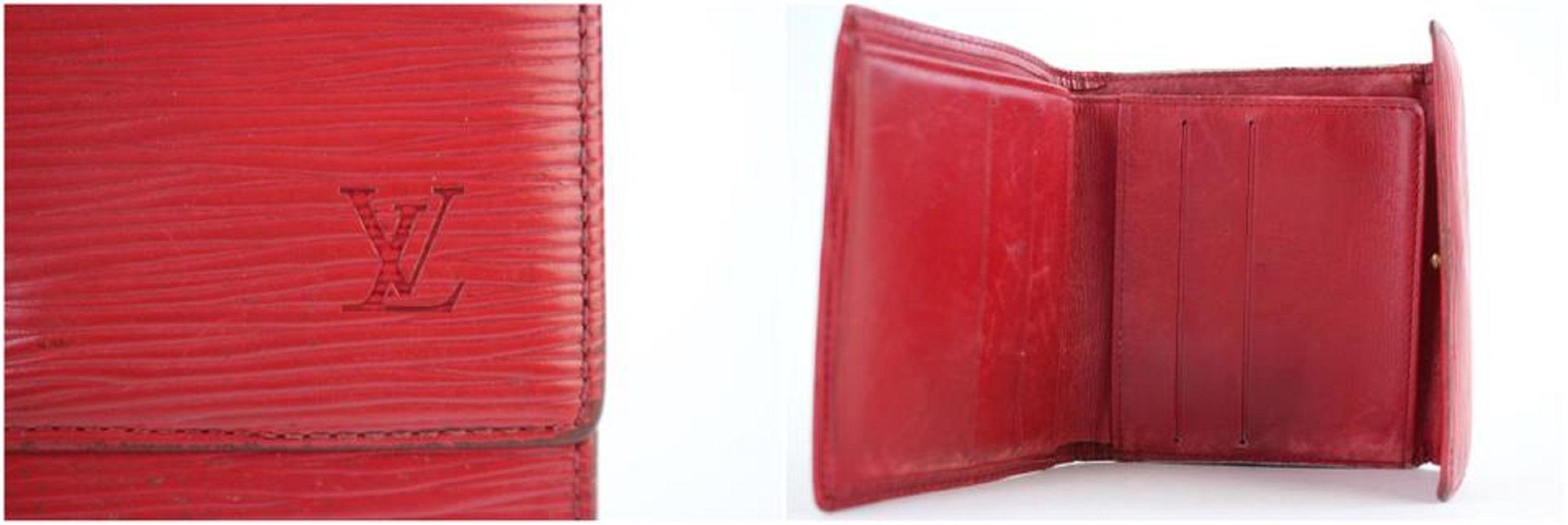 Louis Vuitton Red Epi Compact 7lk1002 Wallet In Good Condition For Sale In Dix hills, NY