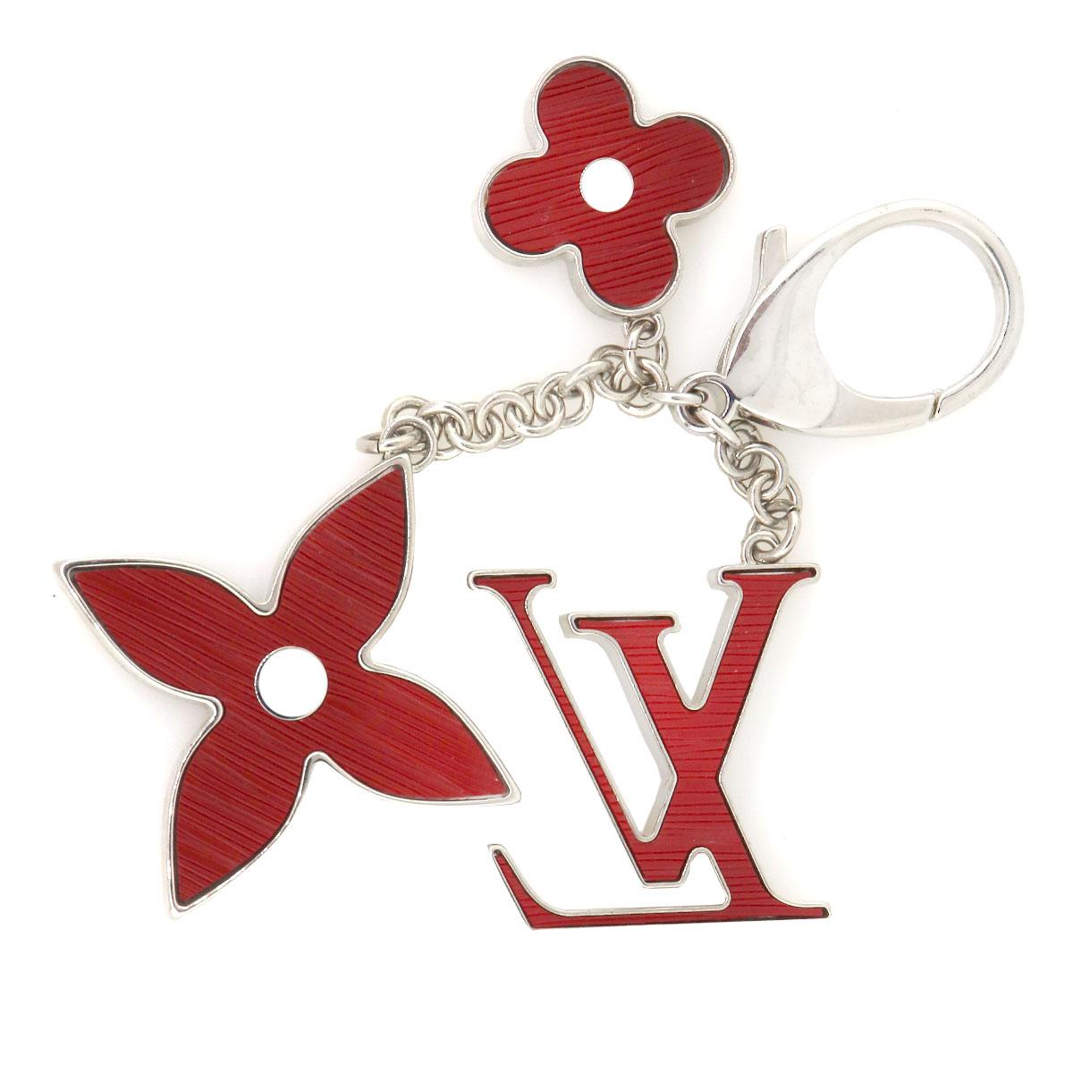 Beige Louis Vuitton Red Epi Flower Leather Key Chain