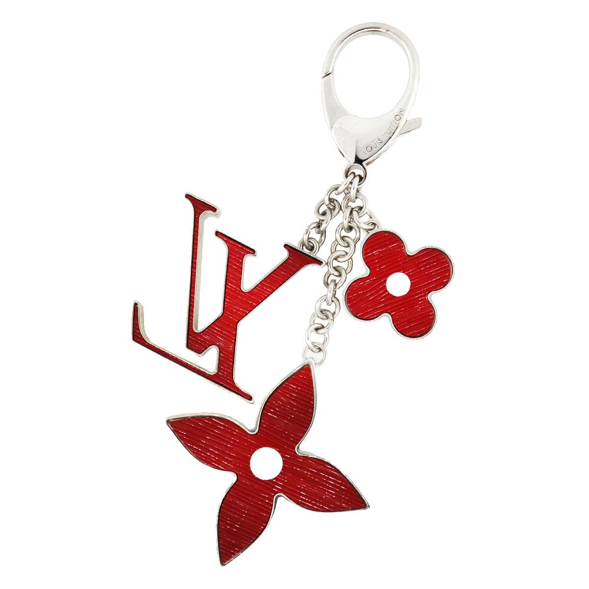 Louis Vuitton Red Epi Flower Leather Key Chain In Good Condition In Boca Raton, FL