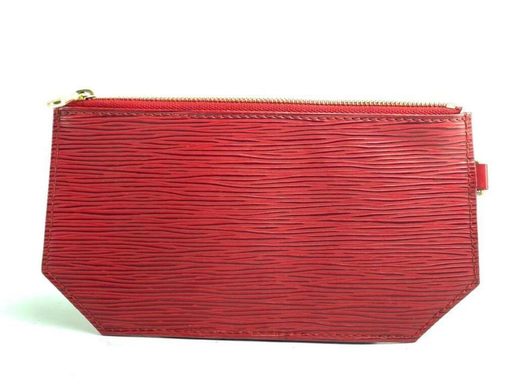 Louis Vuitton Red Epi Geometric Sac Pouch Pochette 857616 in vendita 5