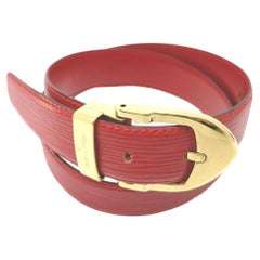 Vintage Louis Vuitton Red Epi Lather Ceinture Belt with Gold Buckle 862789