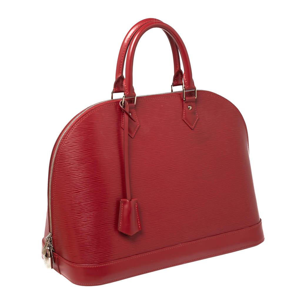Women's Louis Vuitton Red Epi Leather Alma GM Bag