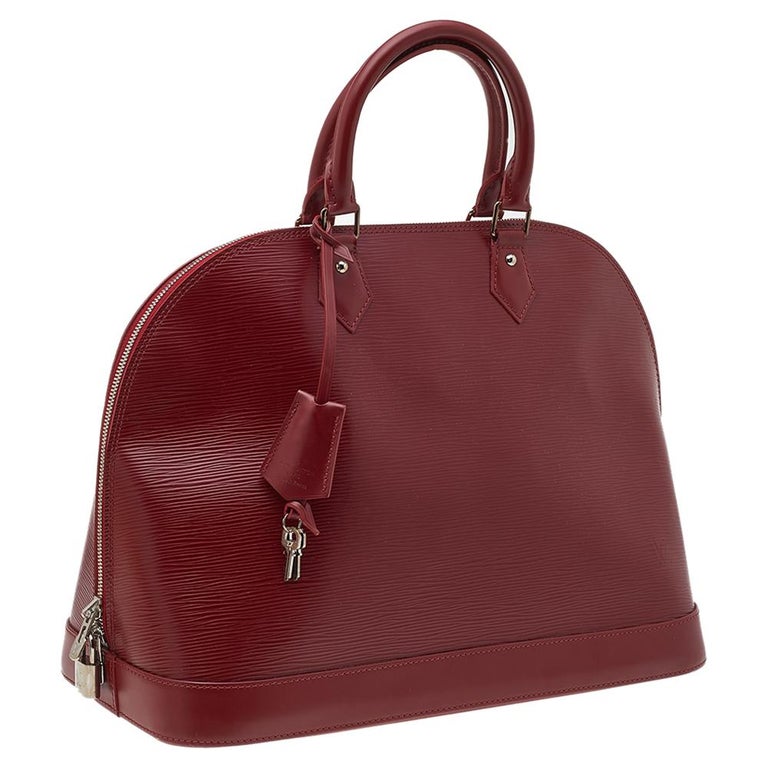 Louis Vuitton Red Epi Leather Alma MM Bag In Good Condition For Sale In Dubai, Al Qouz 2