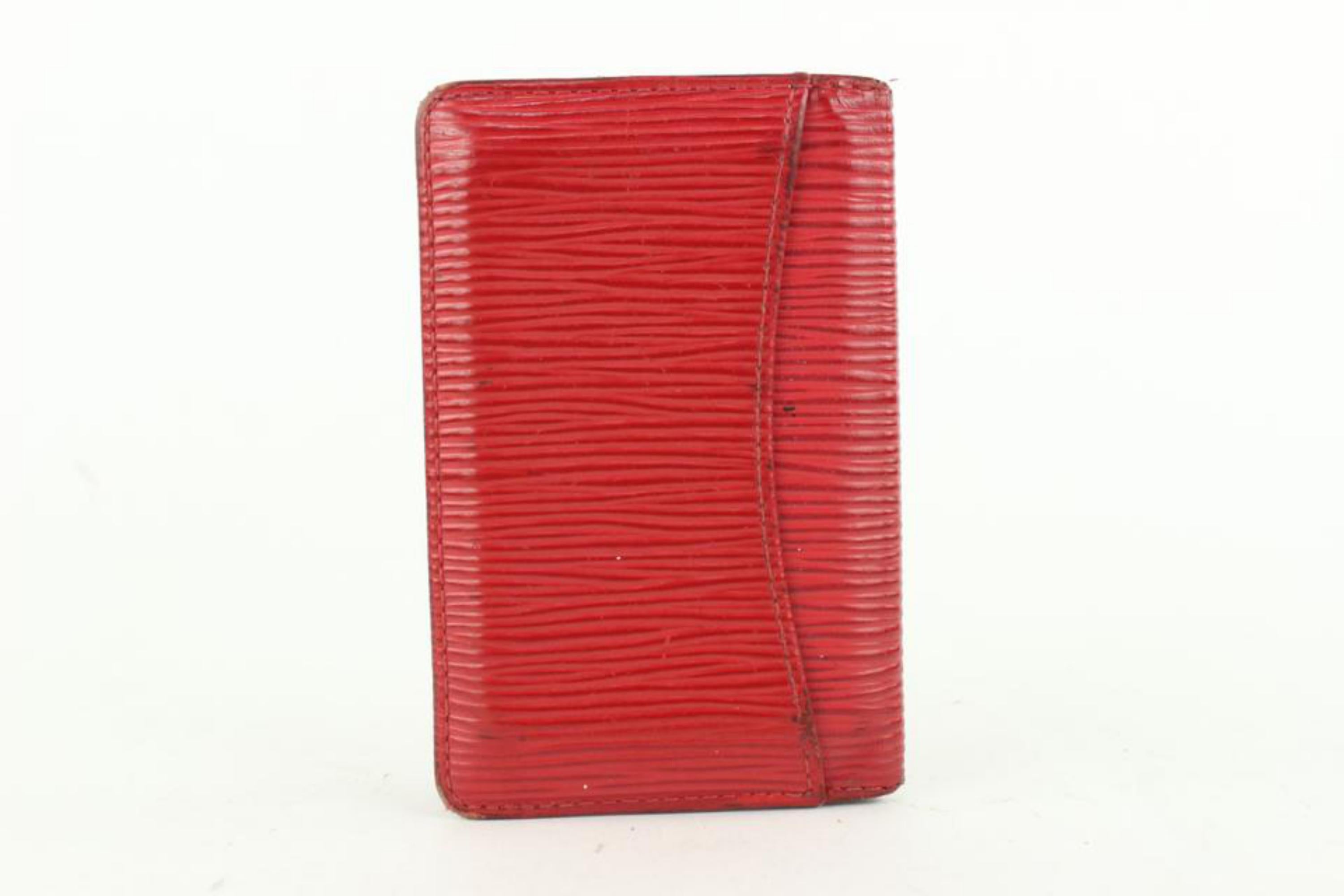 Women's Louis Vuitton Red Epi Leather Card Holder Wallet Case 0L1230
