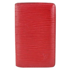 Louis Vuitton Red Epi Leather Card Holder Wallet Case 0L1230