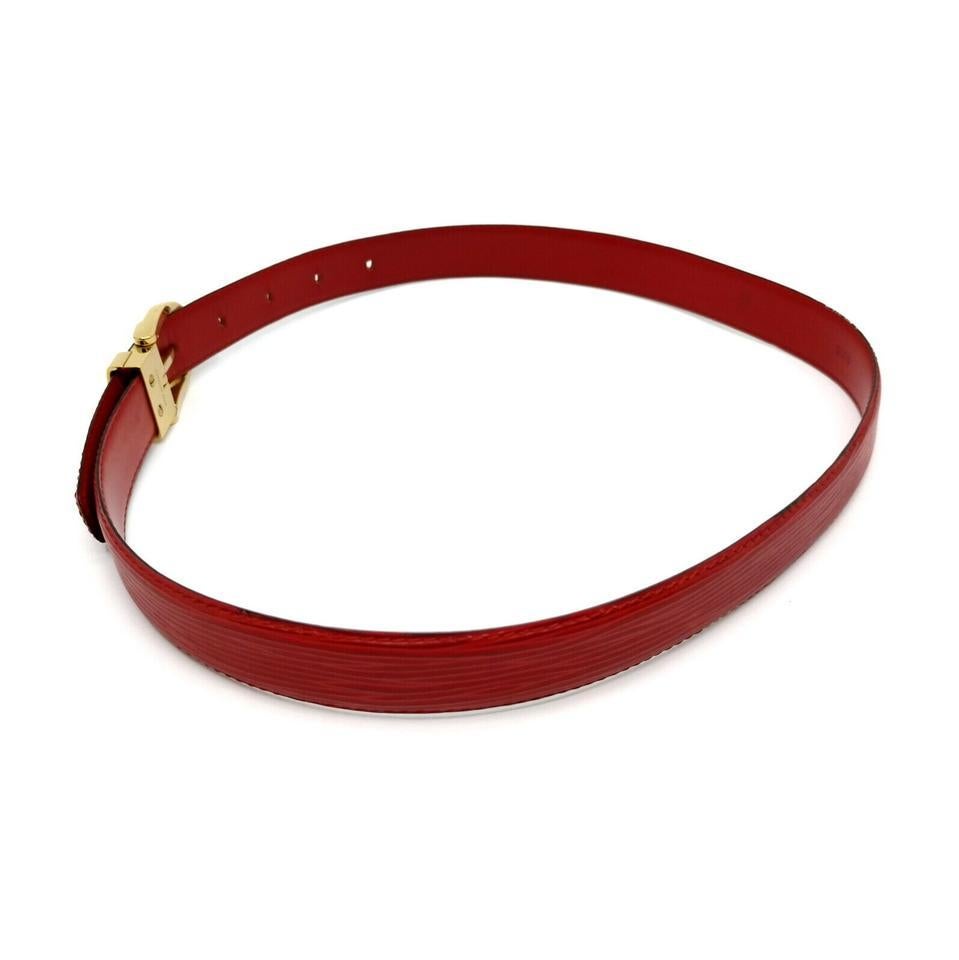 Louis Vuitton Red Epi Leather Ceinture Belt 863440 In Good Condition In Dix hills, NY