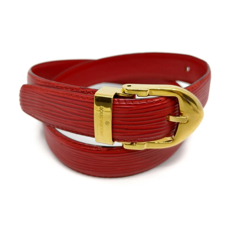 Louis Vuitton Red Epi Leather Ceinture 85 Gold Buckle Belt - Boca