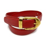 Louis Vuitton 85/34 Red EPI Leather Ceinture Belt Silver Buckle 95lk412s