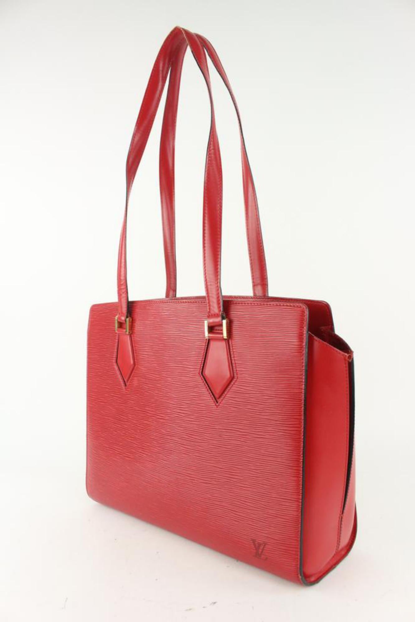 Louis Vuitton Red Epi Leather Duplex Zip Tote Bag 104lv44` 7