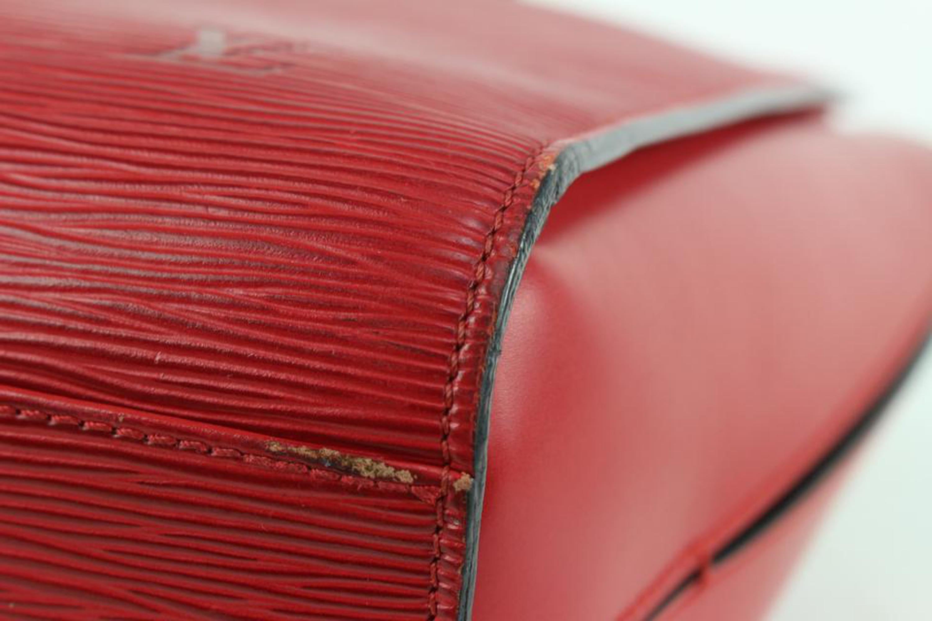 Women's Louis Vuitton Red Epi Leather Duplex Zip Tote Bag 104lv44`