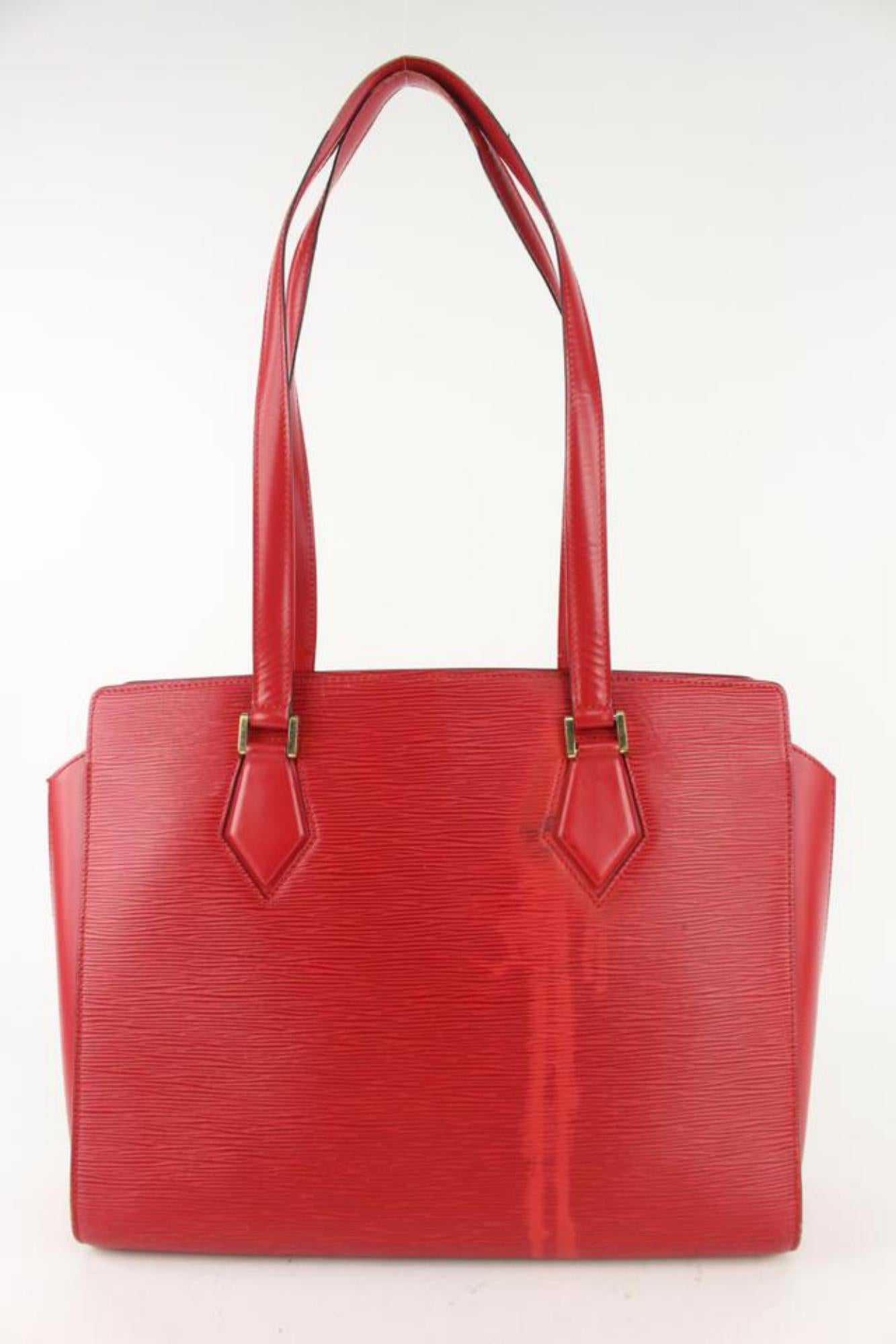 Louis Vuitton Red Epi Leather Duplex Zip Tote Bag 104lv44` 2