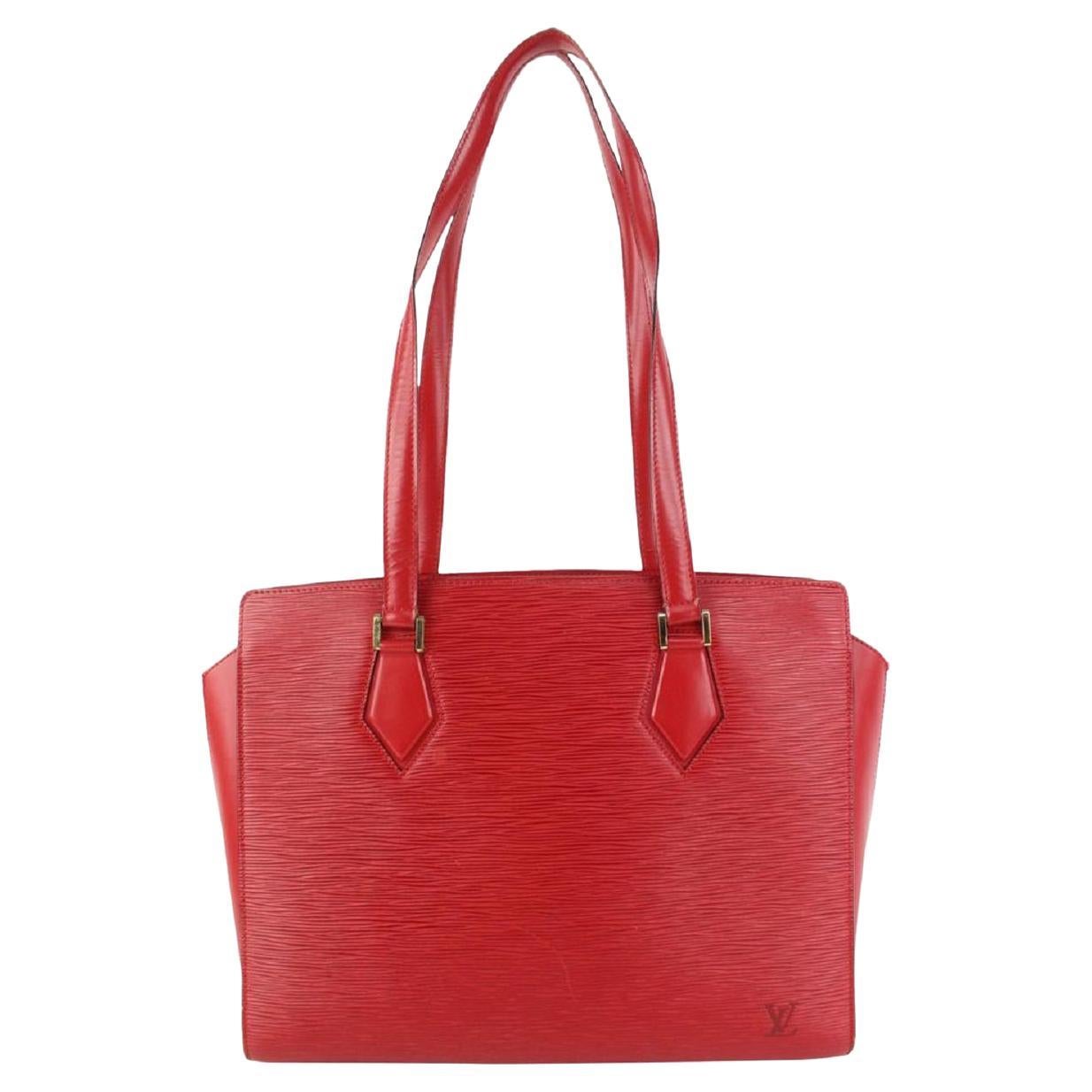 Louis Vuitton Red Epi Leather Duplex Zip Tote Bag 104lv44
