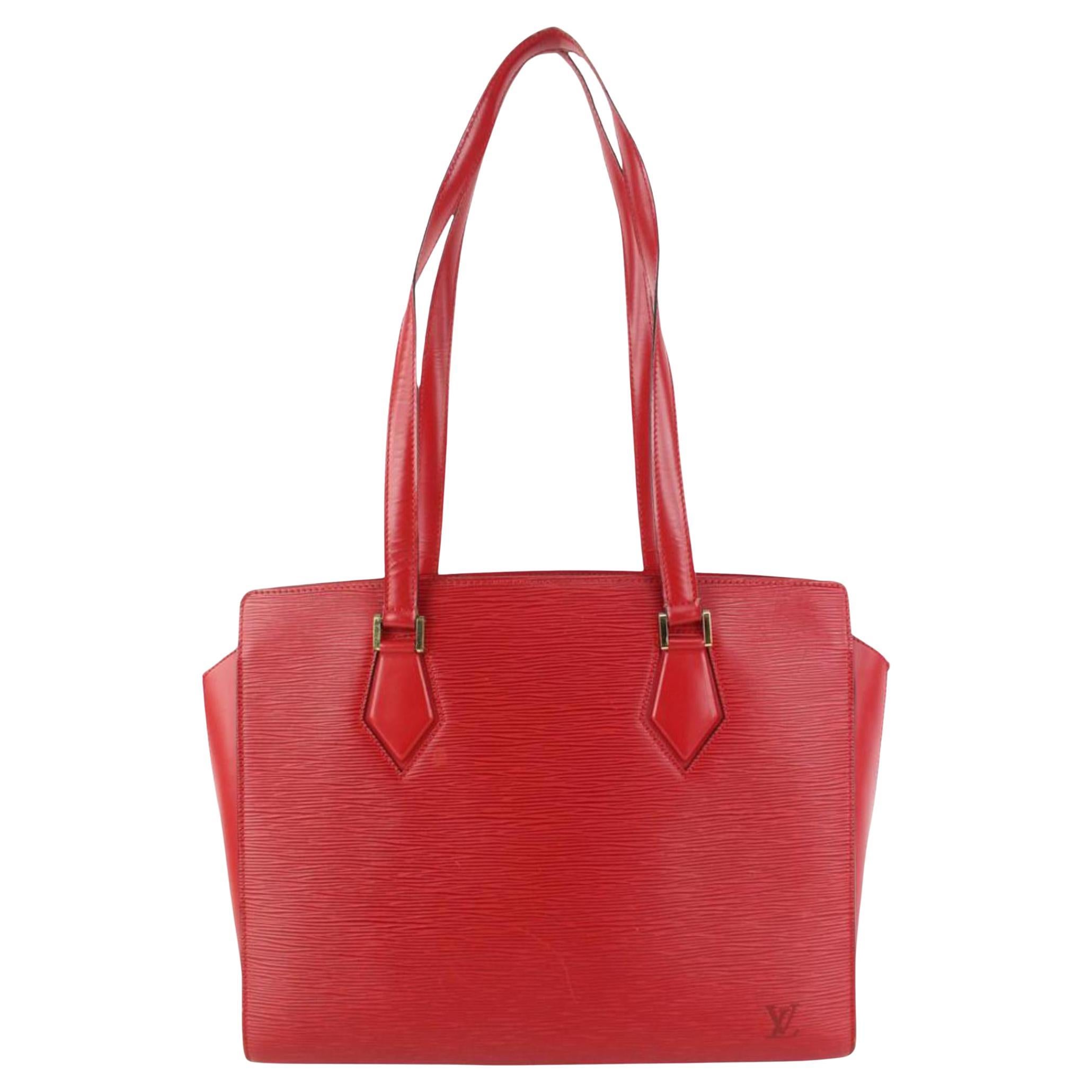 Louis Vuitton Red Epi Leather Duplex Zip Tote Bag 104lv44`