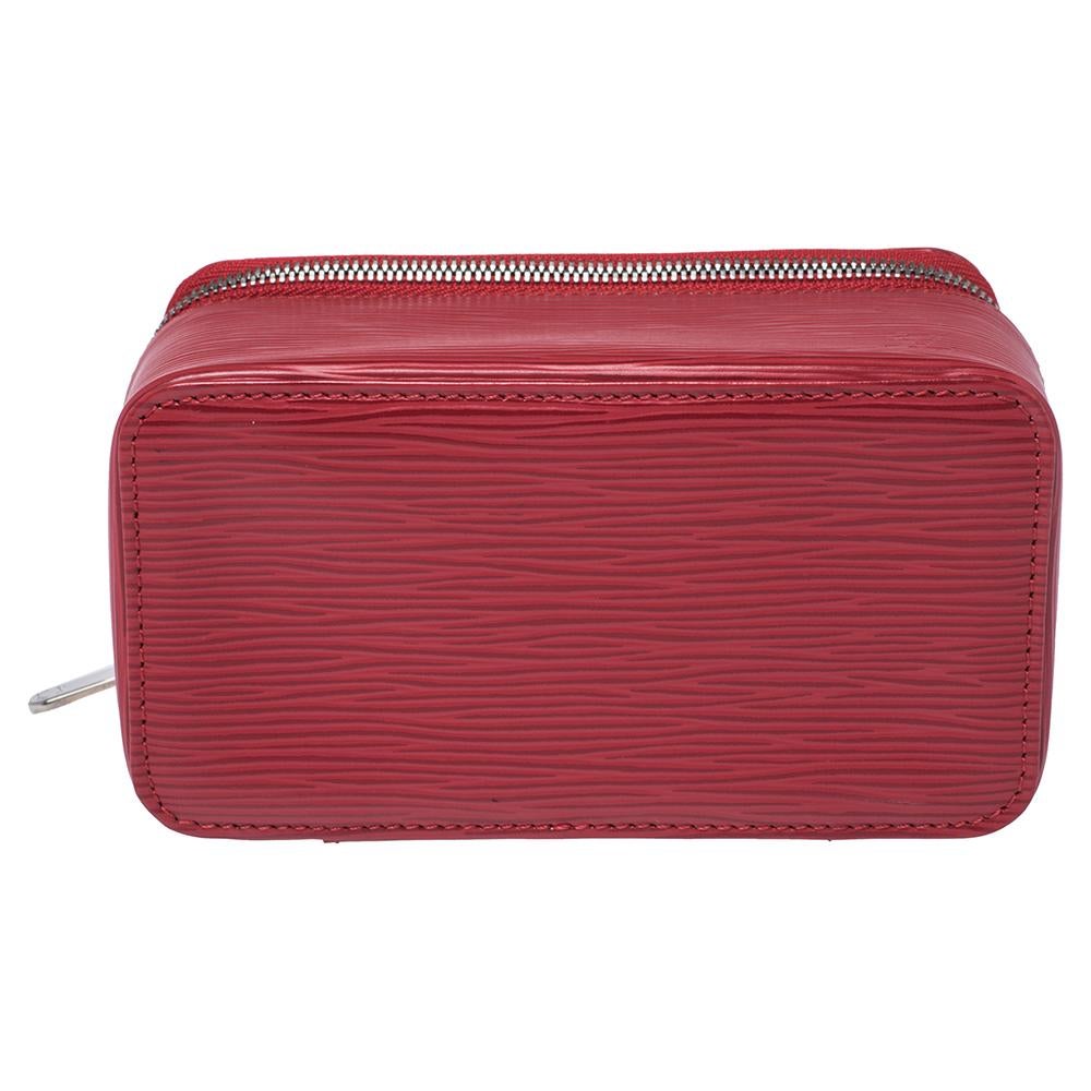 Louis Vuitton Red Epi Leather Jewelry Box In Good Condition In Dubai, Al Qouz 2