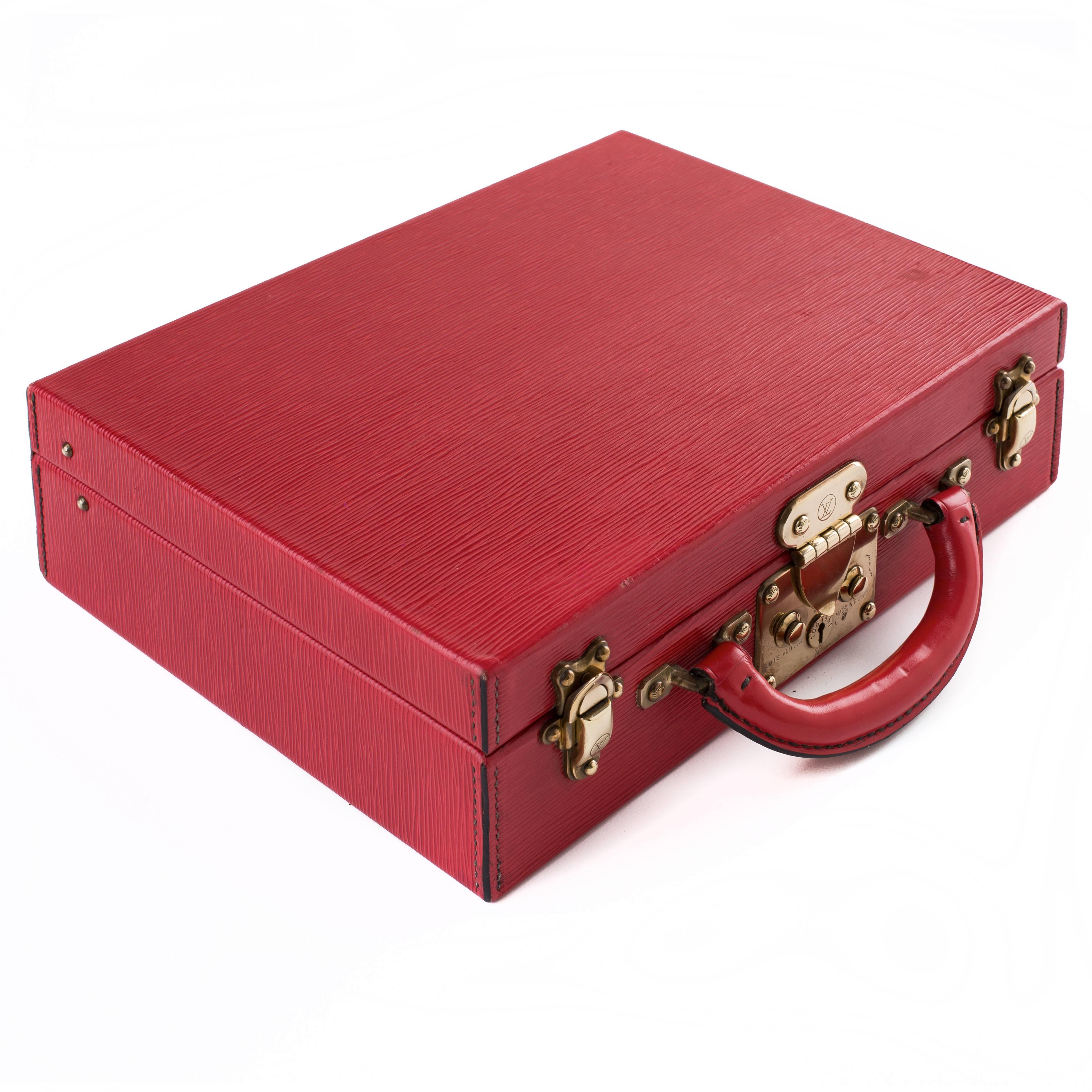 French Louis Vuitton Red Epi Leather Jewelry Case For Sale