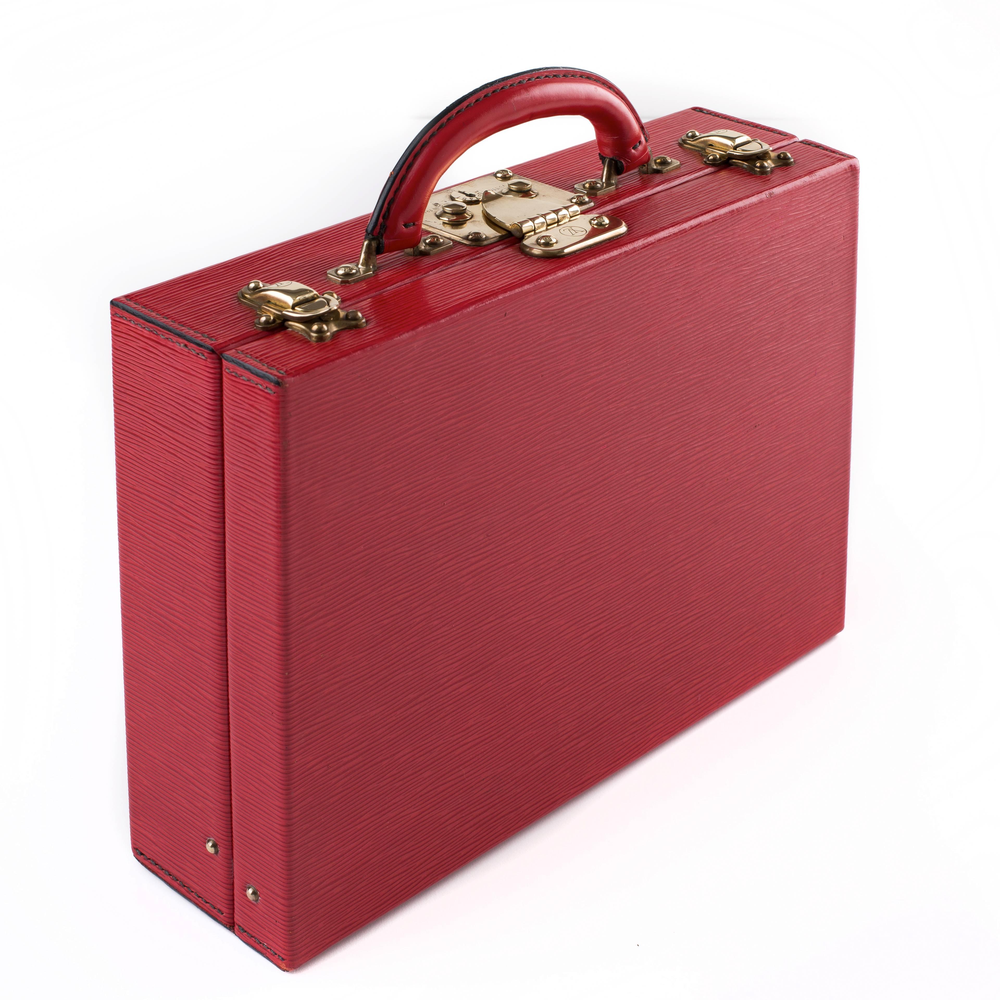 Contemporary Louis Vuitton Red Epi Leather Jewelry Case For Sale