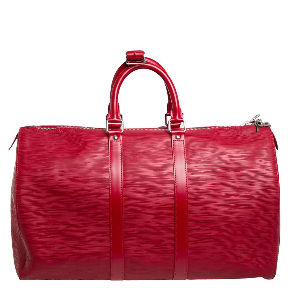 Louis Vuitton Keepall Boston Duffle 45 Red Leather for sale online