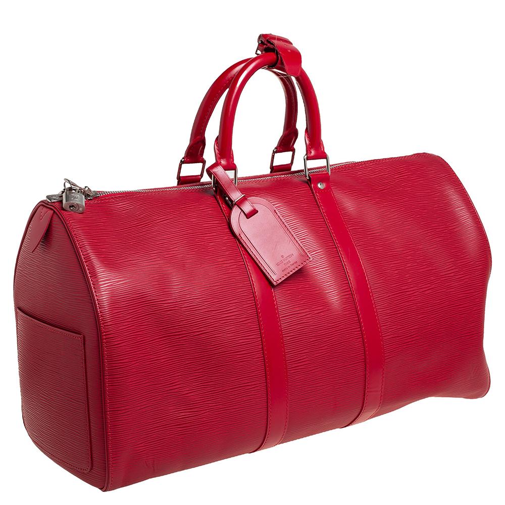 Louis Vuitton Rote Epi-Leder Keepall 45 Damen im Angebot