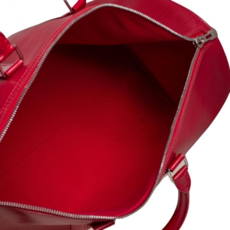 Louis Vuitton Red Epi Leather Keepall 45 For Sale 5
