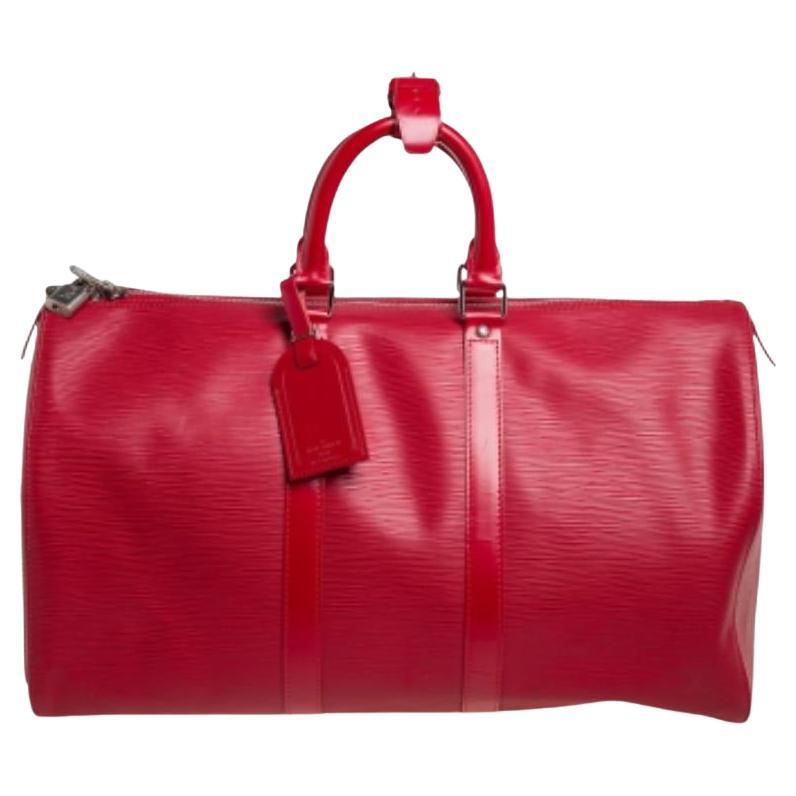 Louis Vuitton Red Epi Leather Keepall 45