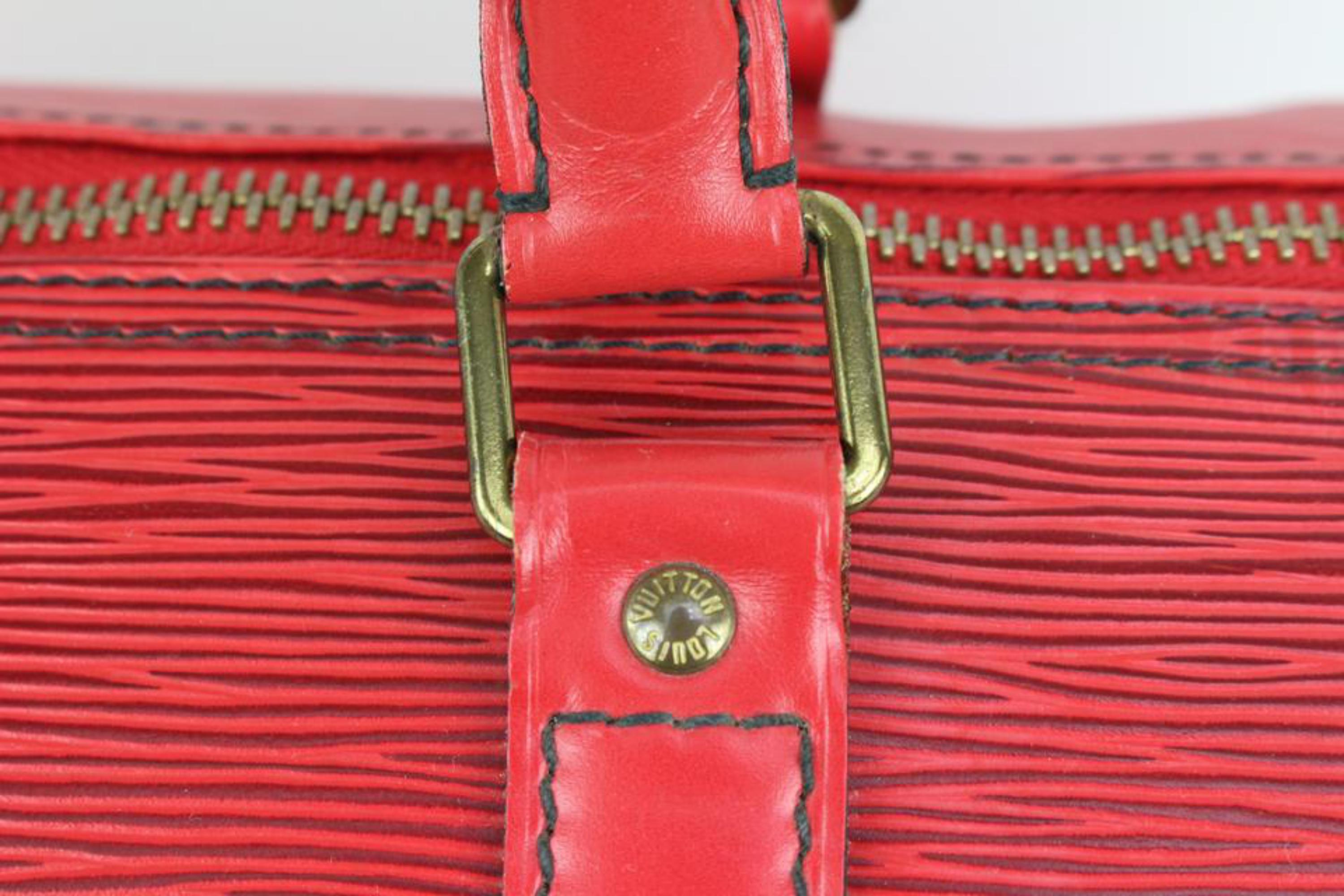 Louis Vuitton Rot Epi Leder Keepall 50 Duffle Bag 89lk328s im Angebot 6